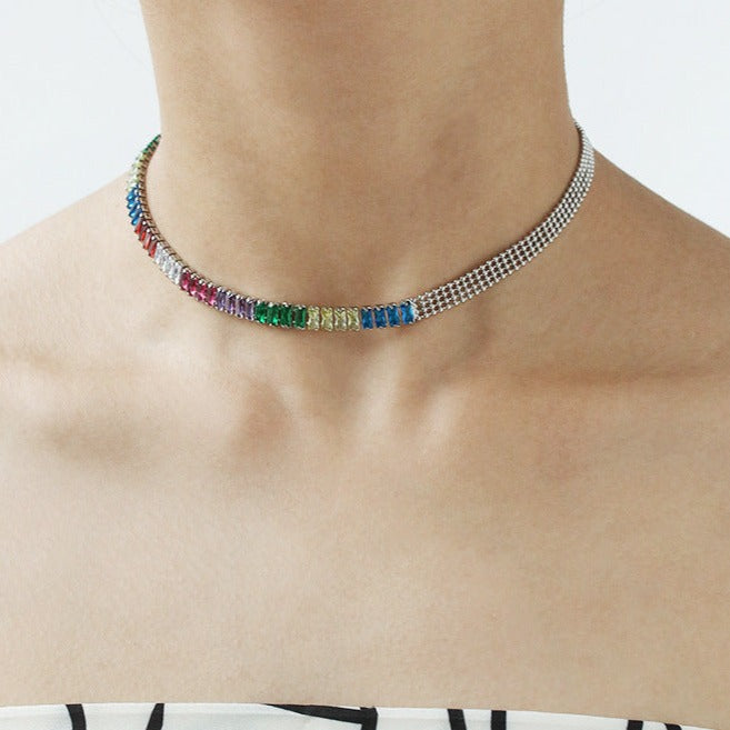 Rainbow Tennis Chain Choker