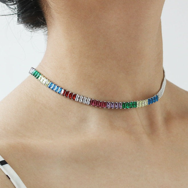 Rainbow Tennis Chain Choker