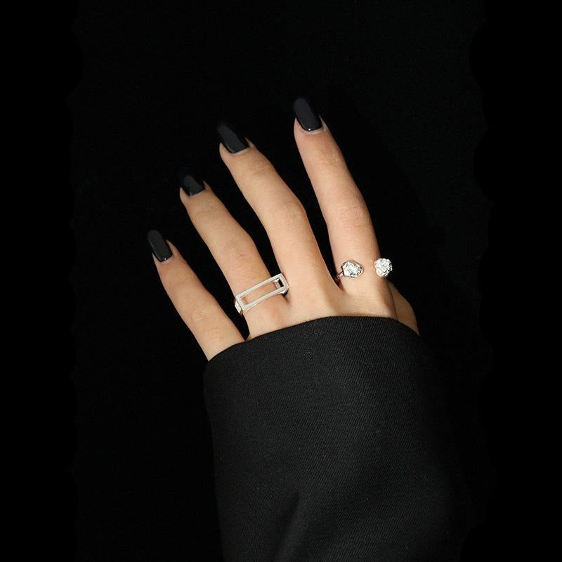 925 Sterling Silver Ring 'Double Row'