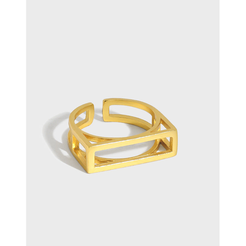 925 Sterling Silver Ring 'Double Row'
