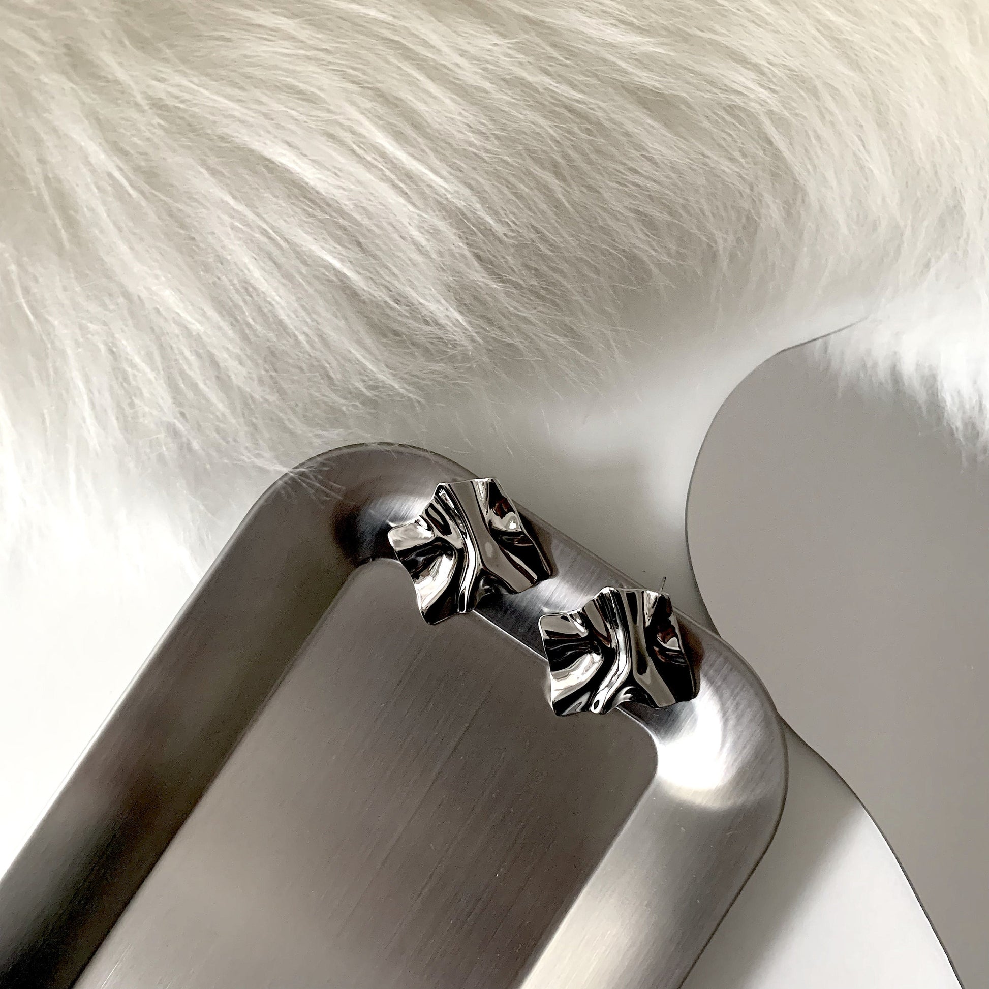 Silver Crumpled Earrings 
