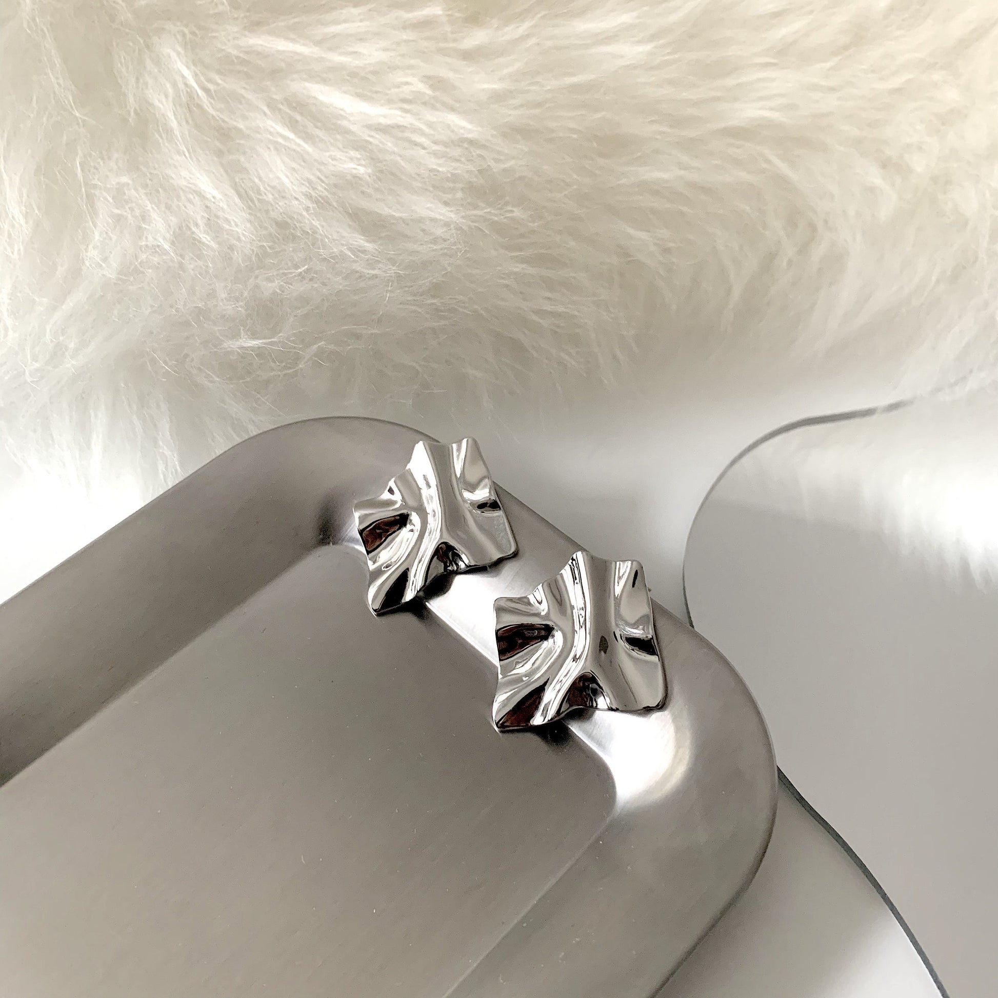 Silver Crumpled Earrings 