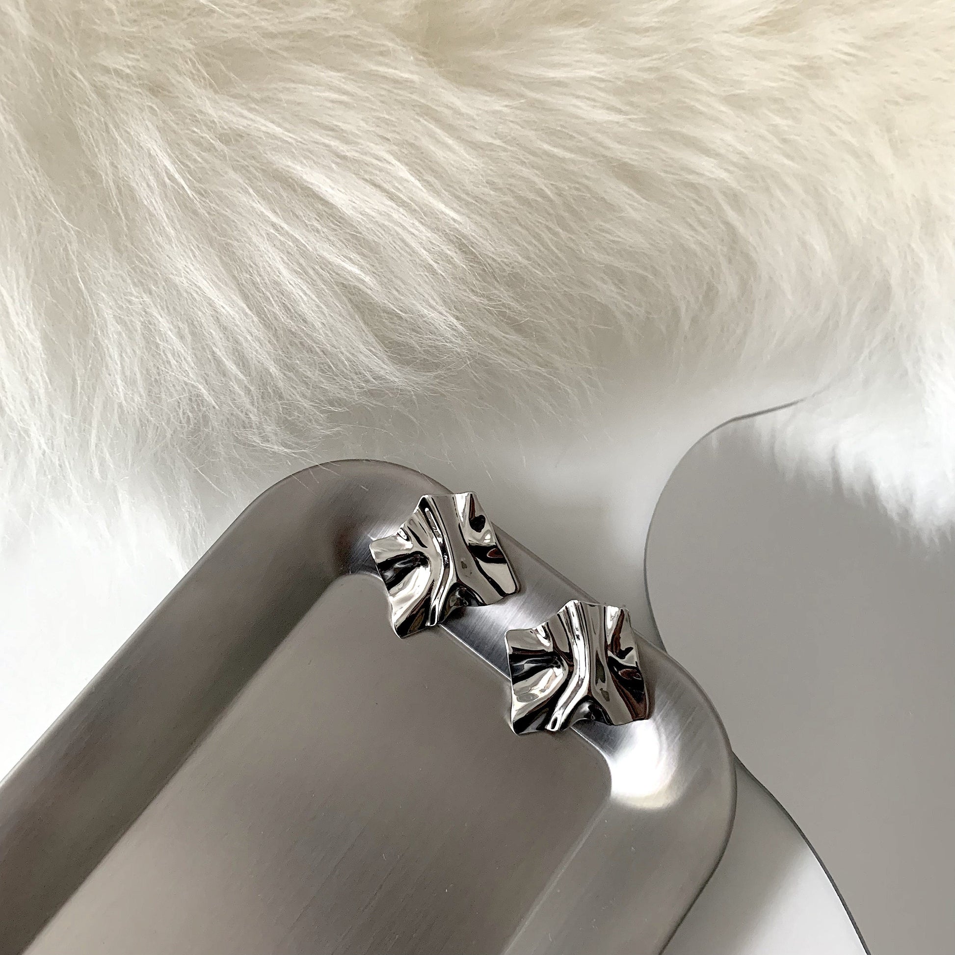 Silver Crumpled Earrings 
